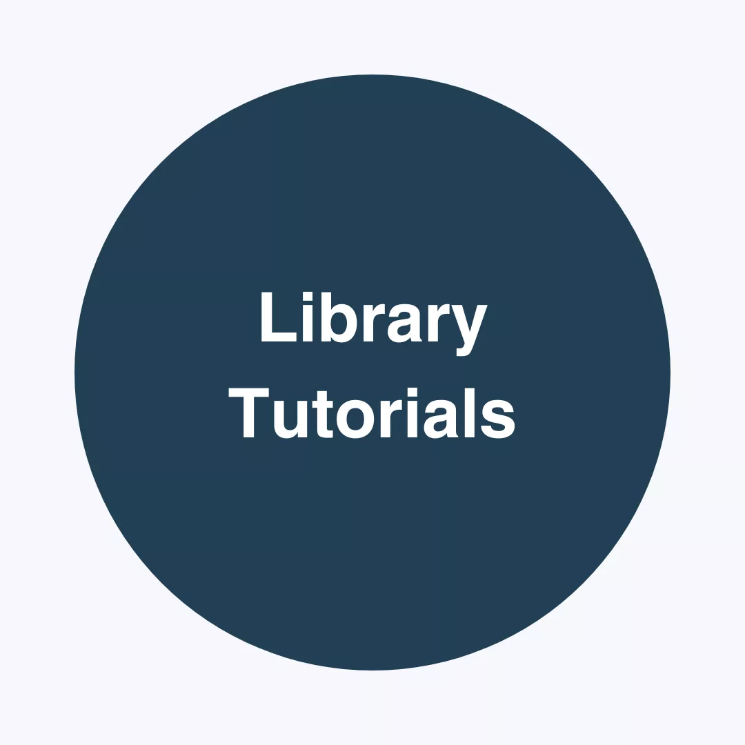 Blue tile with the words Library Tutorials 