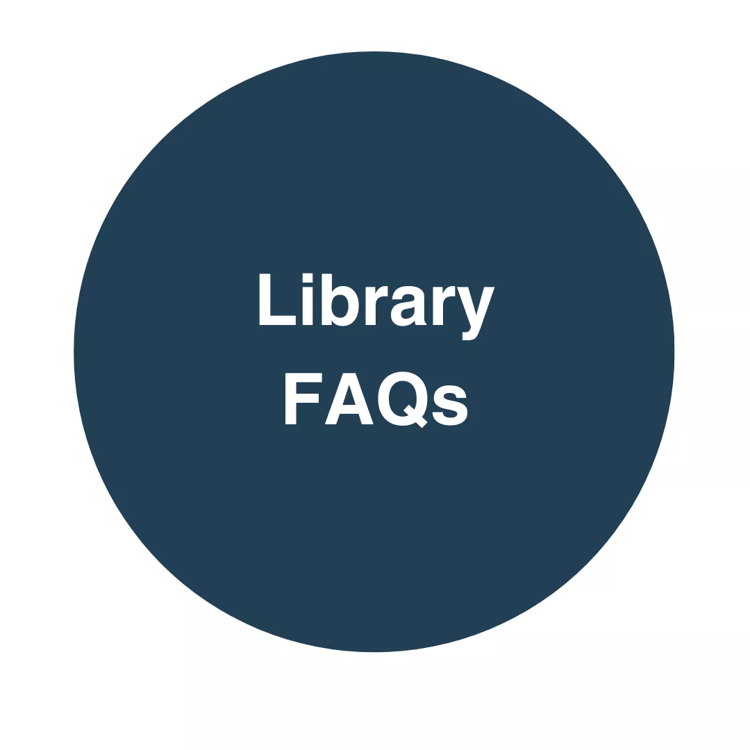 Blue bubble that says Library FAQs